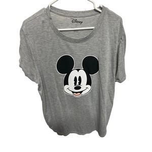 Gray 1X Disney Tee with Mickey Mouse Graphic